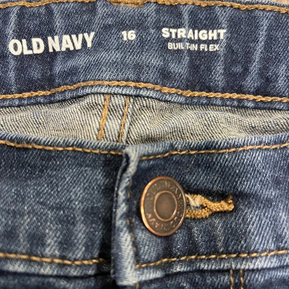 Two Pairs Boys Old Navy Dark Wash Straight Adjustable Waist Jeans Size 16 VGUC